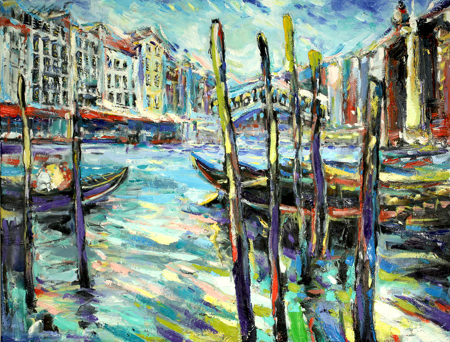 Boat Painting - Canale Grande 1 by Zofia  Kijak