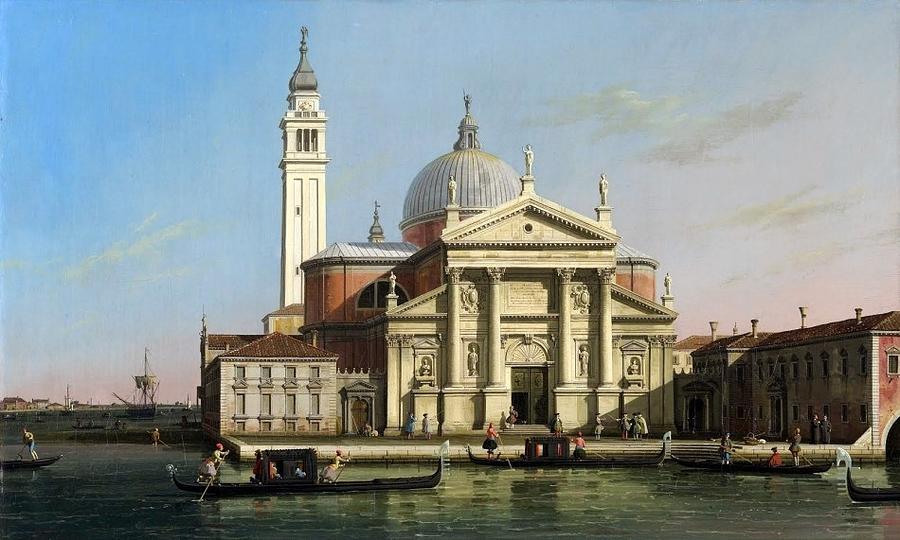 Canaletto The Church of S Giorgio Maggiore Venice with sandalos and gondolas  c 1748 Painting by MotionAge Designs