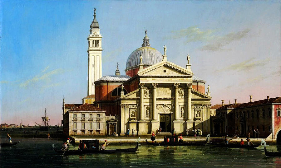 Canaletto The Church of S Giorgio Maggiore Venice with sandalos and gondolas  Painting by MotionAge Designs