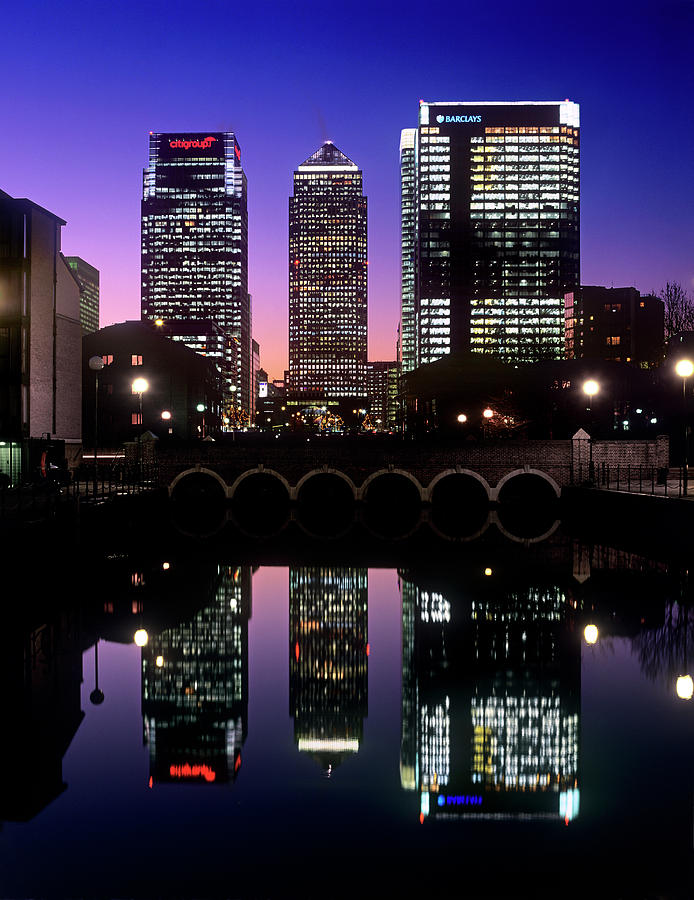Canary Wharf At Night Photograph by Martin Bond/science Photo Library