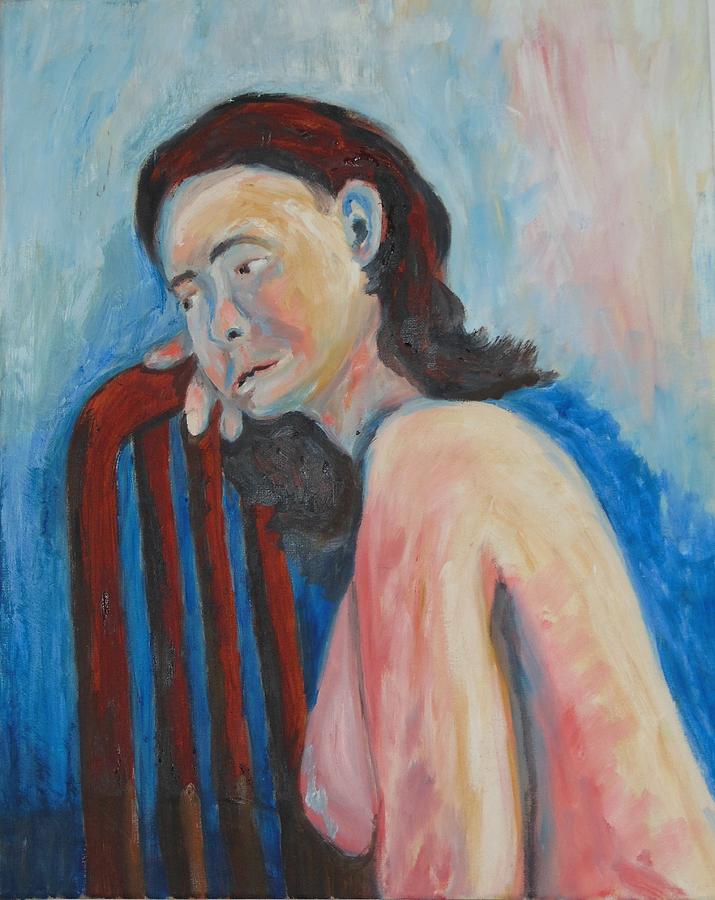 Sad Woman Painting - Cancer Calling by Esther Newman-Cohen