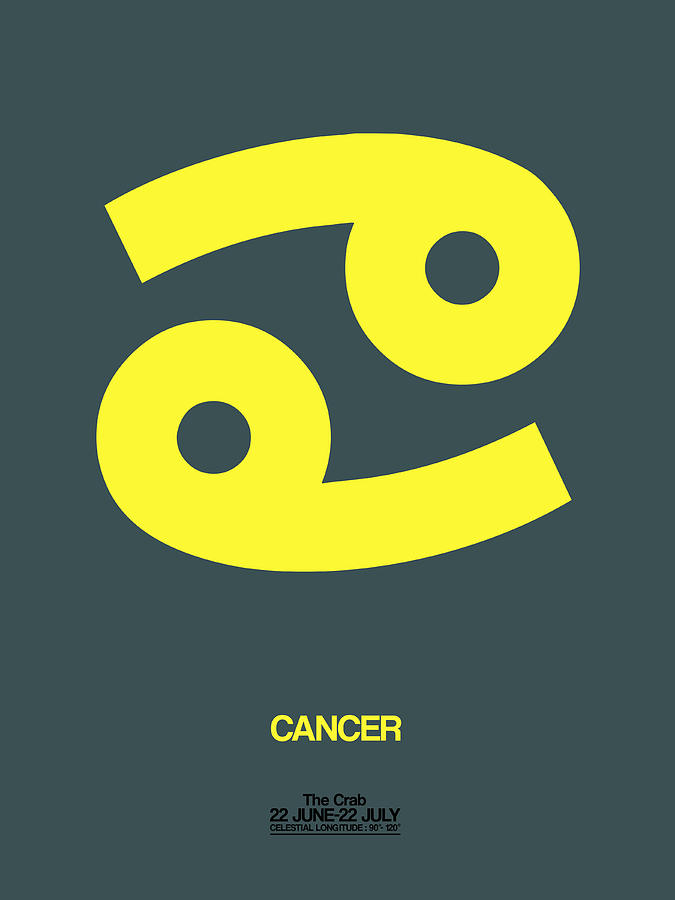 Cancer Digital Art - Cancer Zodiac Sign Yellow by Naxart Studio