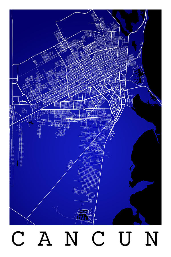 Cancun Street Map - Cancun Mexico Road Map Art On Color Digital Art