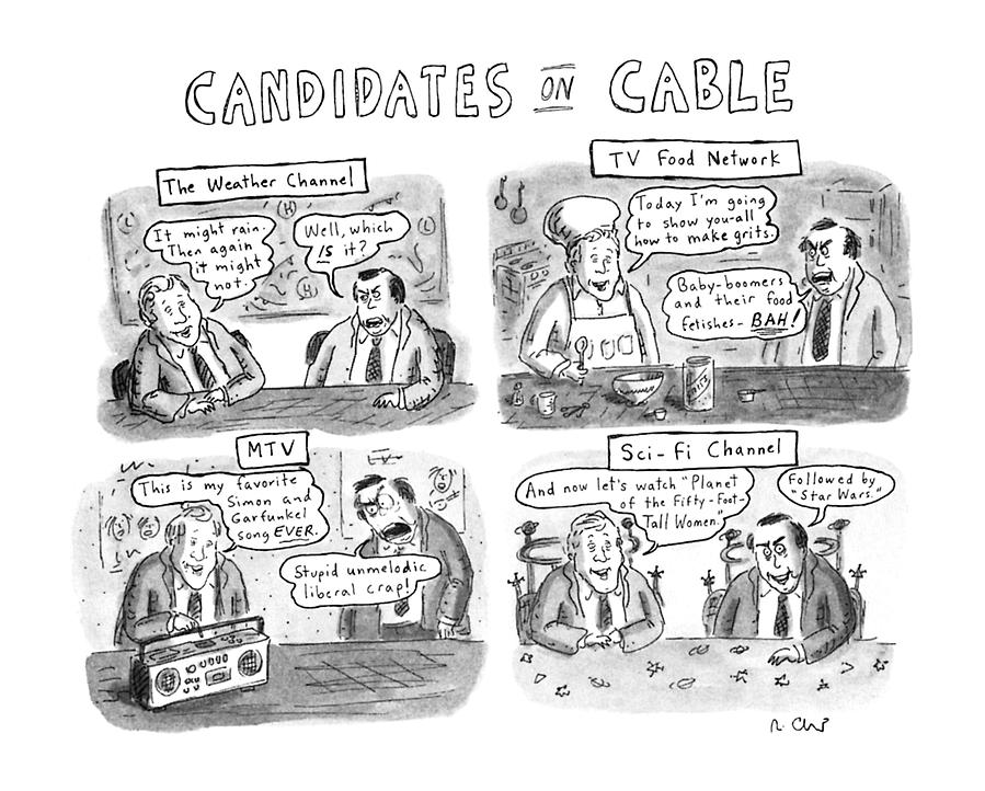 Candidates On Cable Drawing by Roz Chast