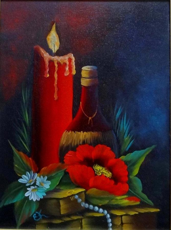Still Life Painting - Candle Glow by Fineartist Ellen