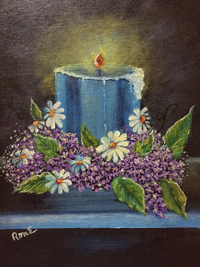 Candle Glow Floral  Painting by Ronnie Egerton