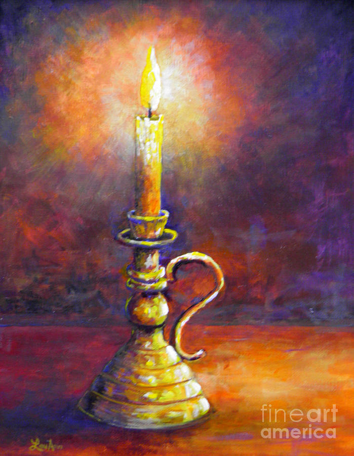 Candle -  Violet Glow Painting by Lou Ann Bagnall