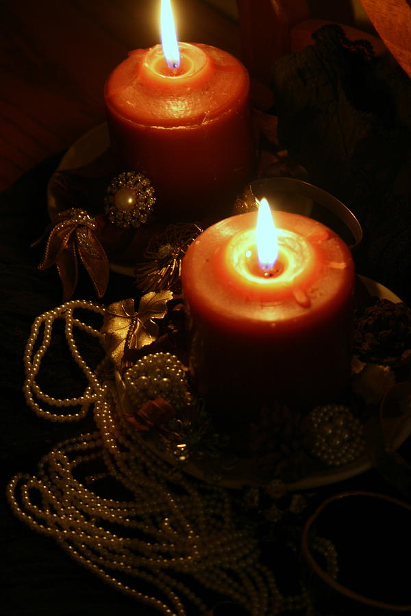 Candlelight And Vintage Jewels Photograph by Kay Novy
