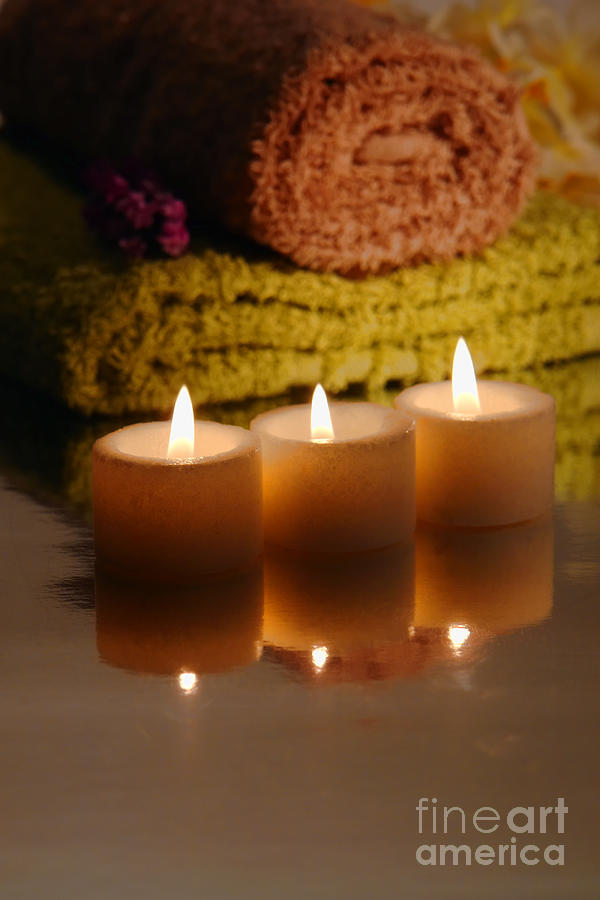 Candles and Towels Photograph by Olivier Le Queinec