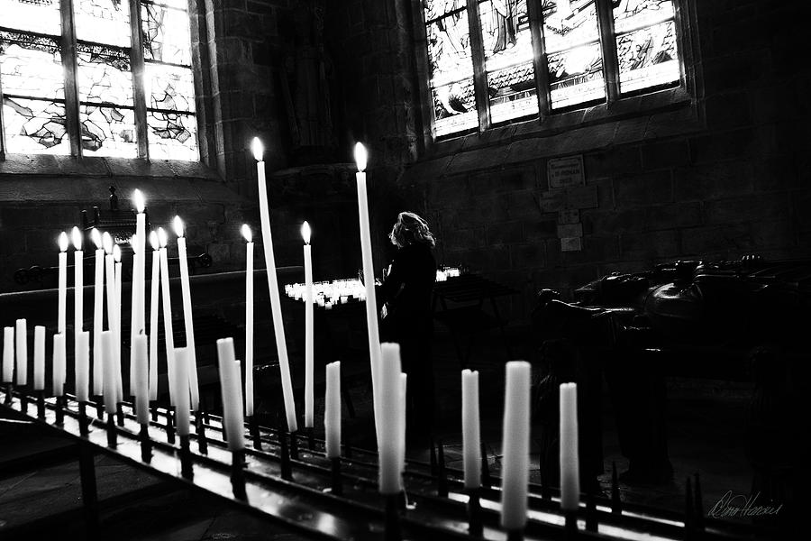 Black And White Photograph - Candles for the Dead by Diana Haronis