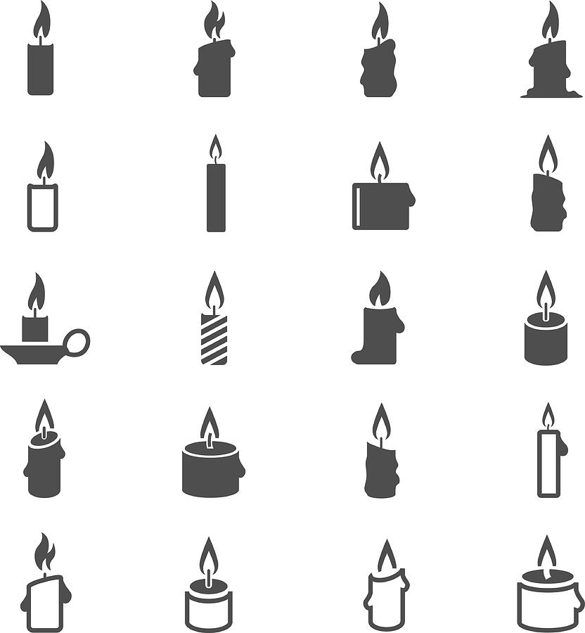 Candles icon set Drawing by FingerMedium