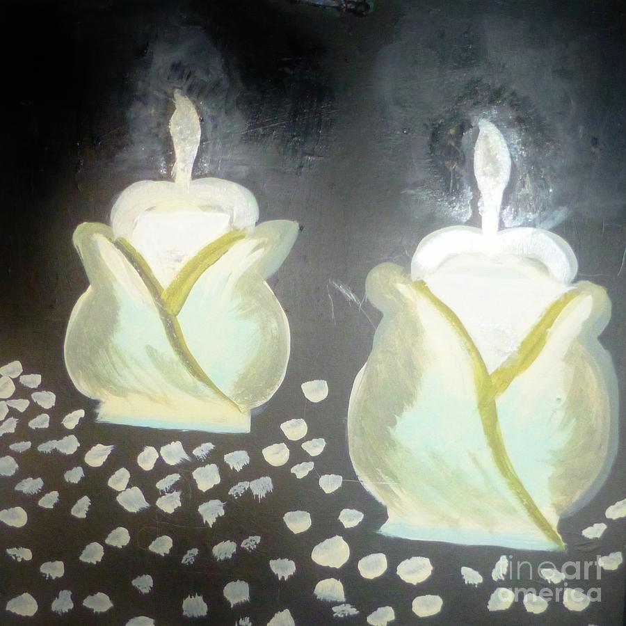 Candles On The Table Painting by Marie Bulger