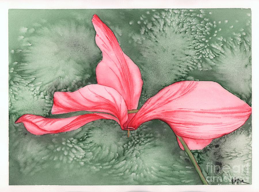 Candy Cane Cyclamen Painting by Hilda Wagner