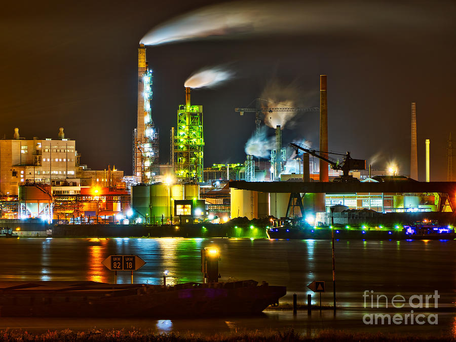 Crane Photograph - Candy colored Factory by Daniel Heine