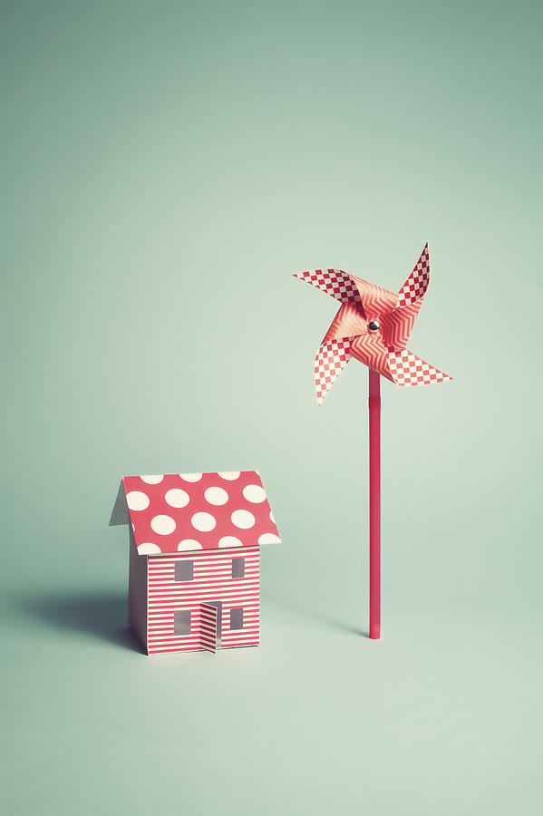 Candy Colour Home And Wind Turbine Photograph by Image by Catherine MacBride