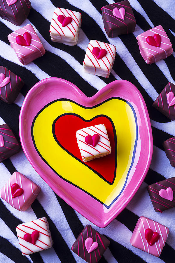 Still Life Photograph - Candy dish and hearts by Garry Gay