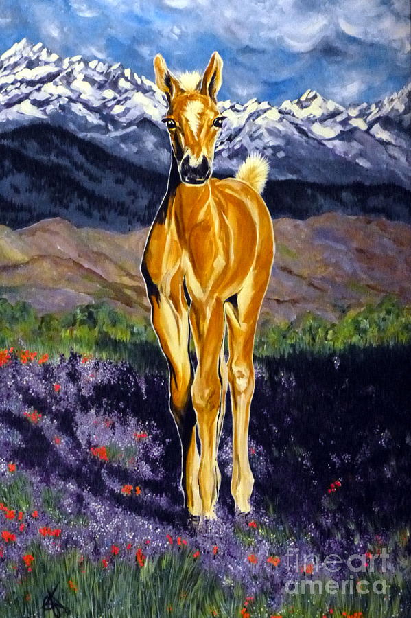 Candy Rocky Mountain Palomino Colt Horse Painting by Jackie Carpenter