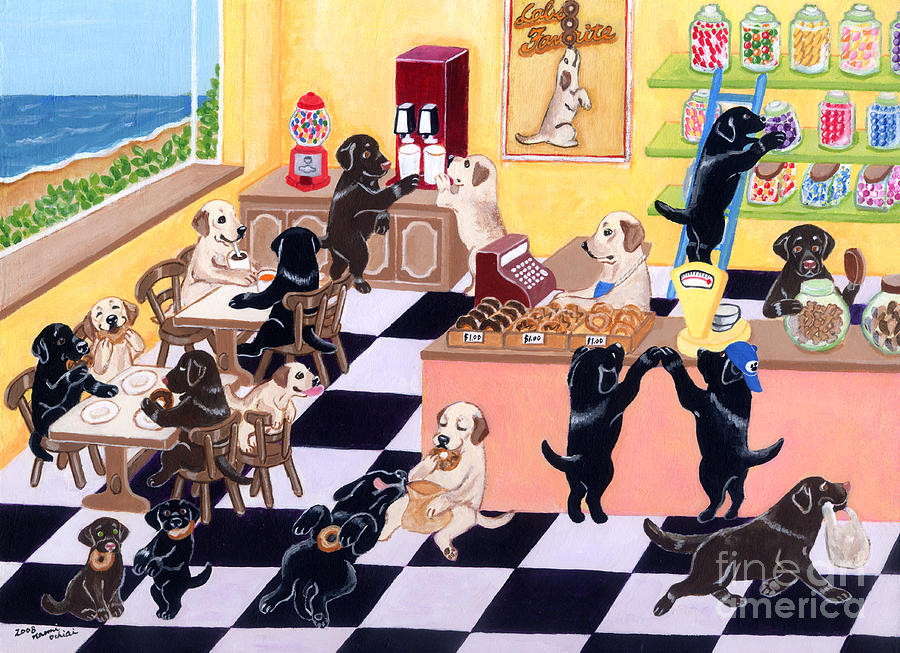 Candy Shop Labradors Painting by Naomi Ochiai