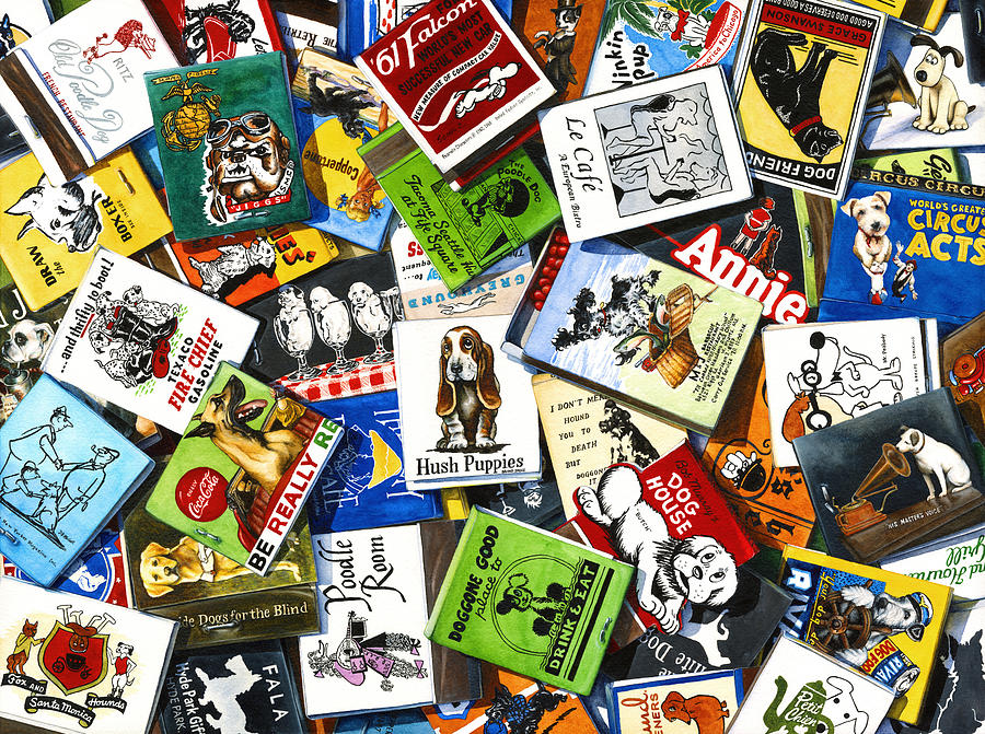 Canine Painting - Canine Combustibles - Dog Matchbooks by Grace Swanson Canine Painting - Canine Combustibles - Dog Matchbooks by Grace Swanson