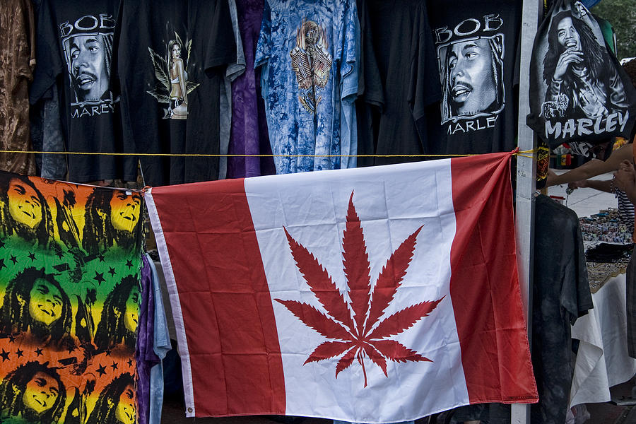 Cannabis Canadian Flag with Bob Marley Clothing Photograph by Randall Nyhof