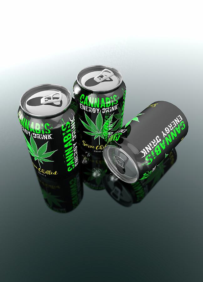 Cannabis Energy Drinks Cans by Victor Habbick Visions/science Photo Library