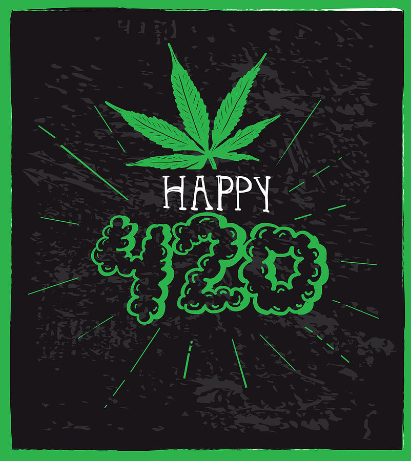 Cannabis weed culture Happy 4:20 hand drawn greeting  designs Drawing by JDawnInk