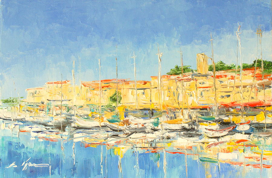 Cannes harbour Painting by Luke Karcz