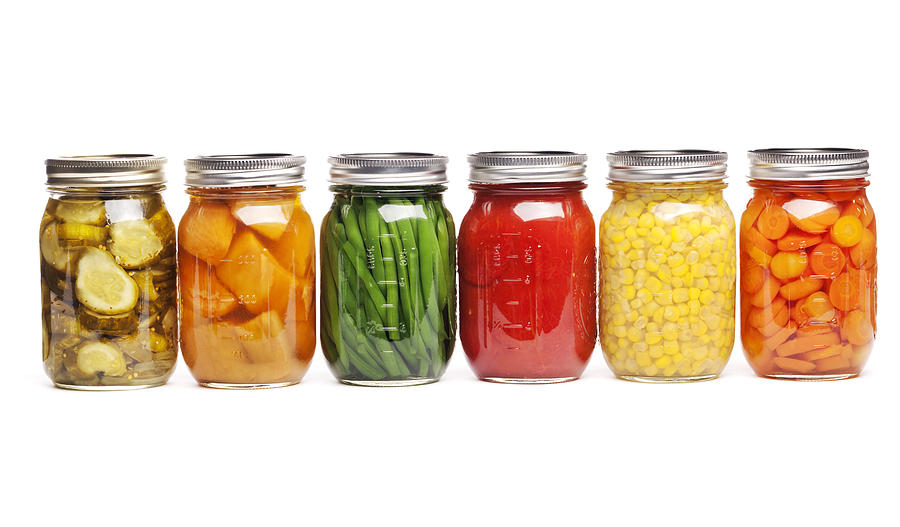 Canning Food Jars of Canned Vegetables Preserved in Glass Storage Photograph by YinYang