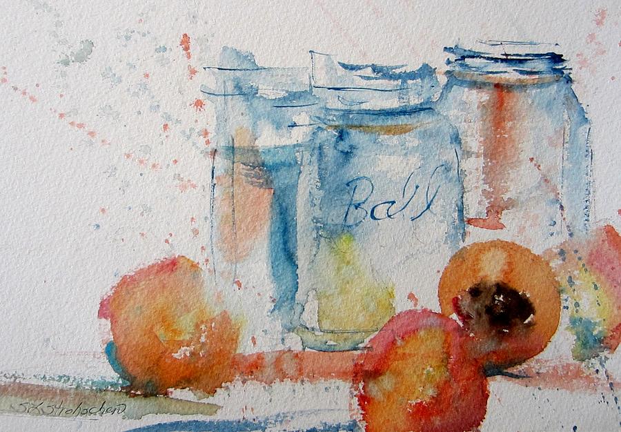 Canning Peaches Painting by Sandra Strohschein