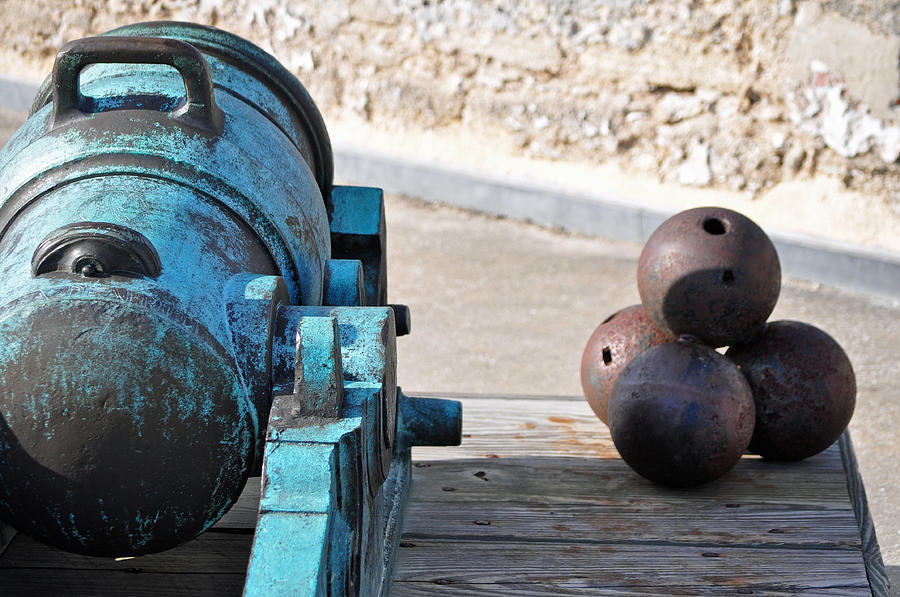 Cannon and Cannon Balls at Castillo de San Marcos Photograph by Bruce Gourley