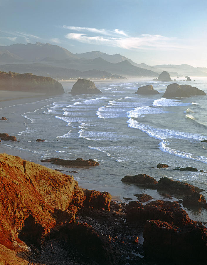 Cannon beach at Sunset - V Photograph by Ed  Cooper Photography