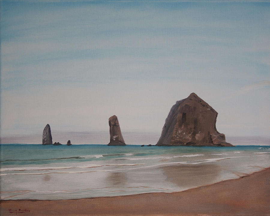 Cannon Beach Haystack Rock Painting by Ian Donley
