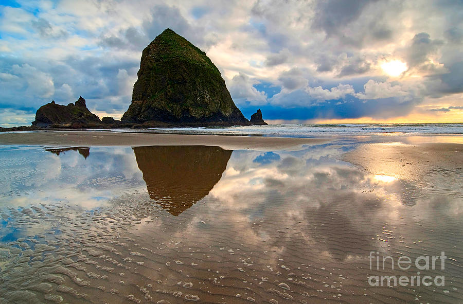 Cool Photograph - Cannon Beach with storm clouds in Oregon Coast by Jamie Pham