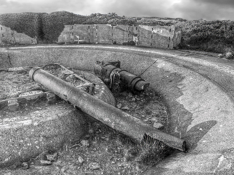 Cannon Remains from WW2 BW Photograph by Gill Billington