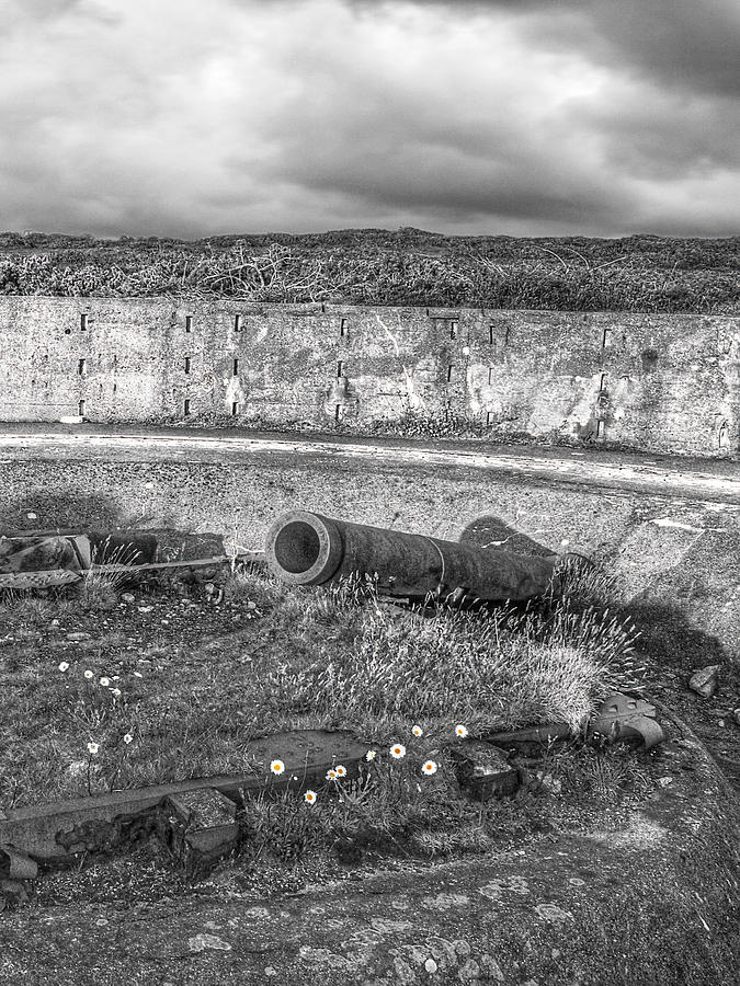 Cannon Site in Black and White Photograph by Gill Billington