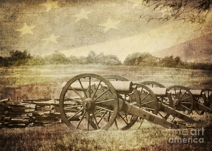 Flag Photograph - Cannons at Pea Ridge by Pam  Holdsworth