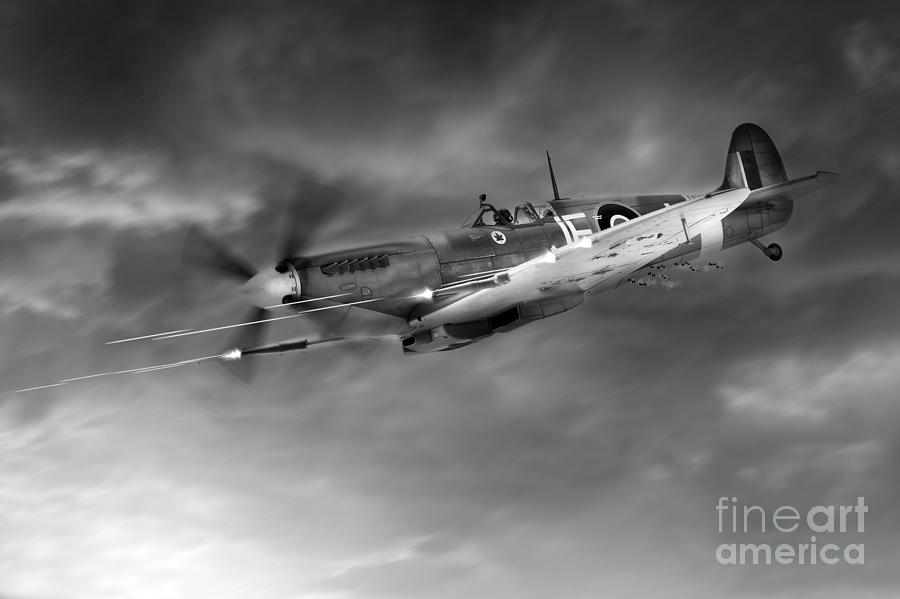Cannons Blazing - Mono Photograph by Airpower Art