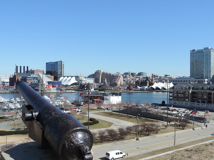 Baltimore Photograph - Cannons View of Baltimore Inner Harbor by Doug Swanson