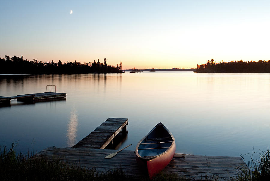 Canoe at the Dock in Muskoka Region of Ontario Photograph by ImagineGolf