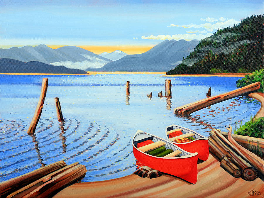 Canoe on Central Lake Painting by Elissa Anthony