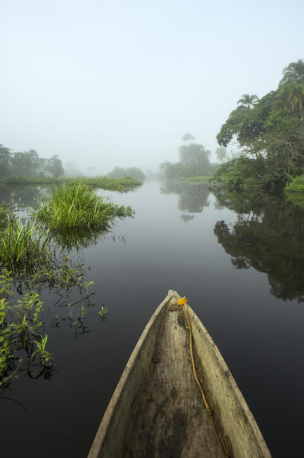 Canoe On Lekoli River Drc Photograph by Pete Oxford