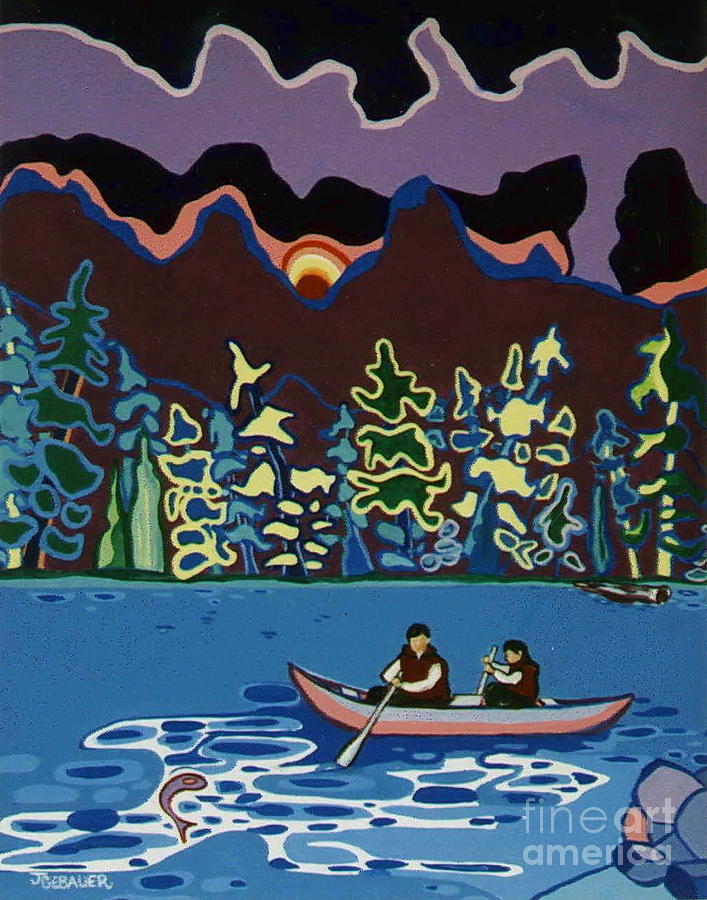 Canoe on Lightning Lake Painting by Joyce Gebauer
