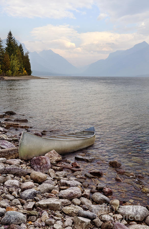 Mountain Photograph - Canoe on Rocky Shore by Jill Battaglia