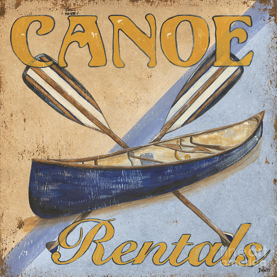 Canoe Rentals Painting by Debbie DeWitt