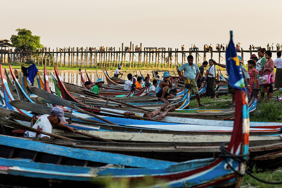 Canoe Station At U Bein Bridge Photograph by Merten Snijders Canoe Station At U Bein Bridge Photograph by Merten Snijders