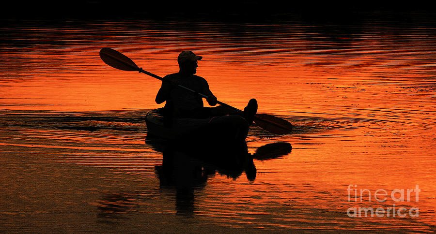 Boat Photograph - Canoeing at Sunset by Ola Allen