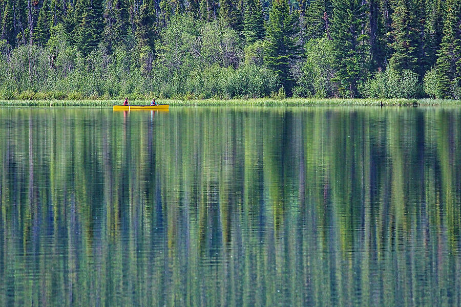 Jasper National Park Photograph - Canoeing on Pyramid Lake by Stuart Litoff