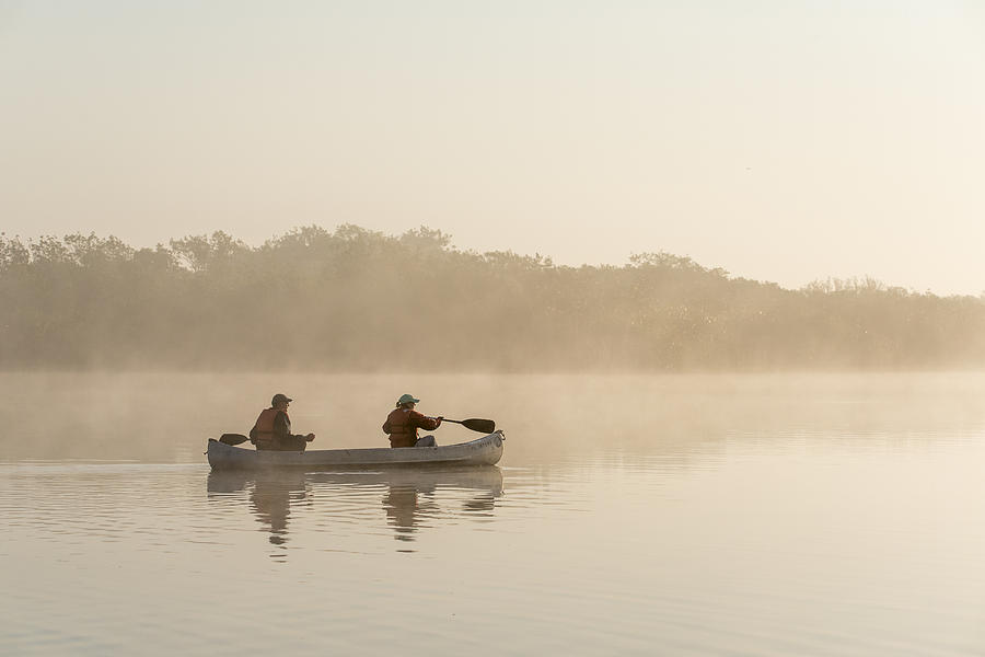 Canoeists At Dawn Everglades Np Florida Photograph by Scott Leslie