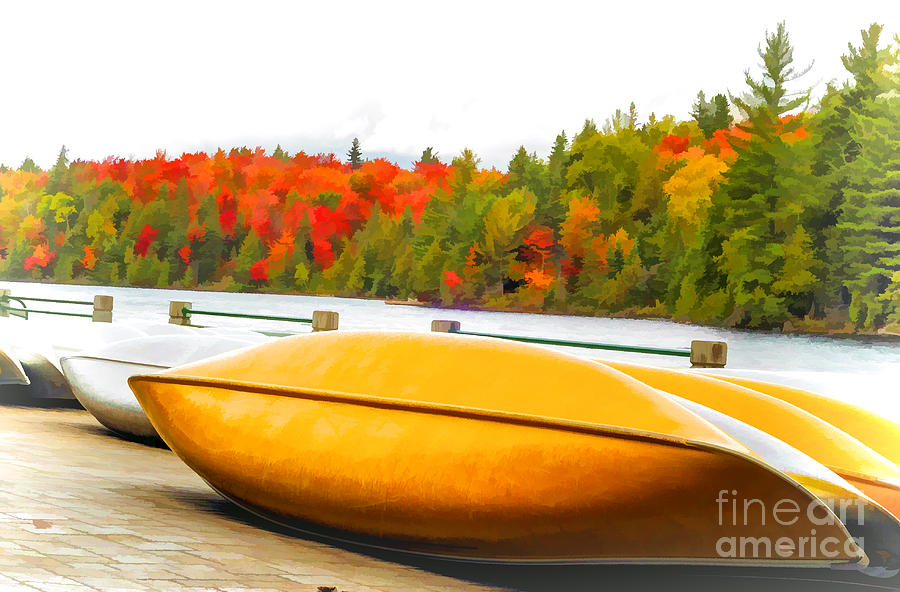 Boat Photograph - Canoes at Algonquin Park - V2 by Les Palenik