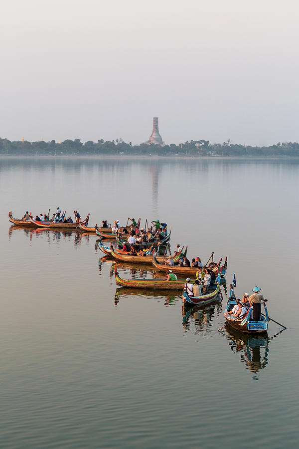 Canoes On Taungthaman Lake Photograph by Merten Snijders